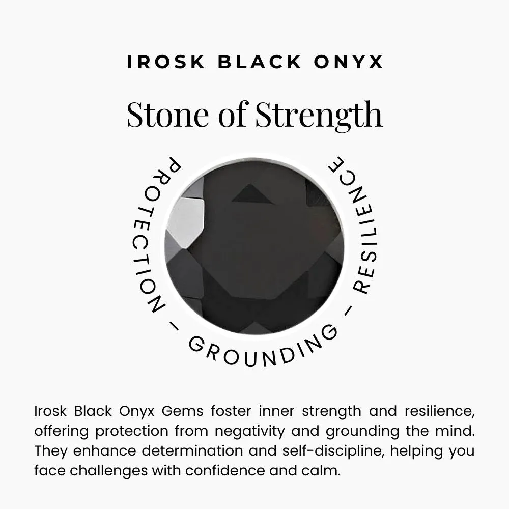 Black Onyx Round Shape Stud Earrings in Sterling Silver - Irosk Australia ®