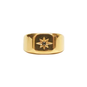 Black Stone Supernova Square Signet Ring