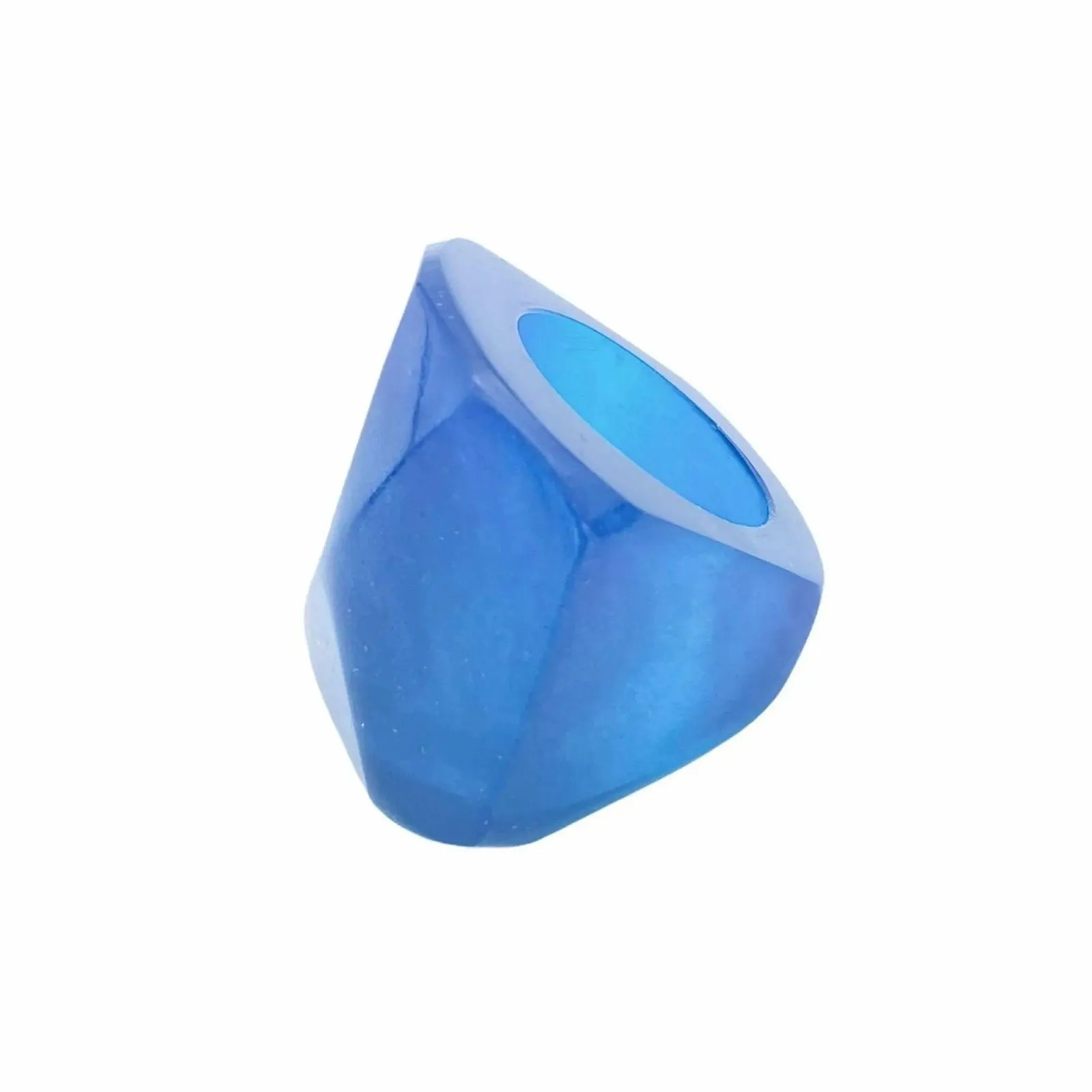 Blue Resin Square Pyramid Shape Modern Cocktail Ring