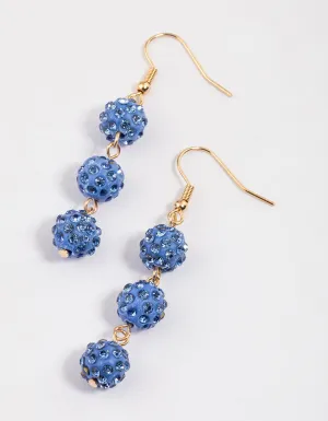 Blue Shambala Ball Drop Earrings