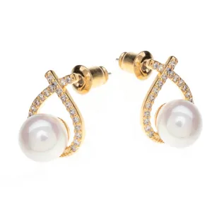 Bridal Cross Pearl Earring