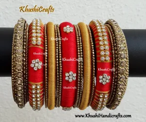 Bridal Silk thread bangles in Red and Gold combination!