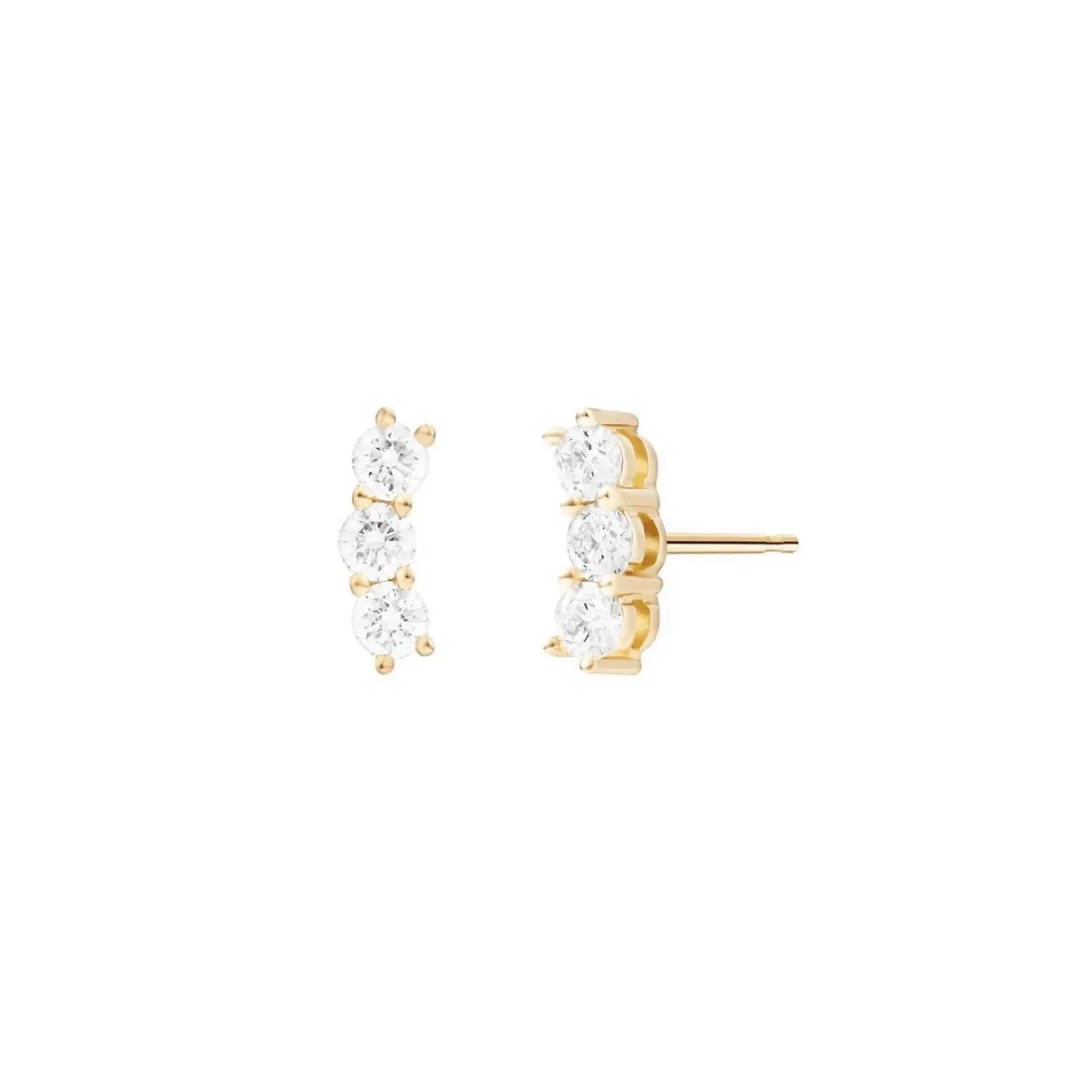 Bridal Three Stone Crystal Stud