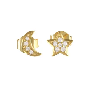 Celebrate:You are my Moon and Stars Stud Earrings  - Gold