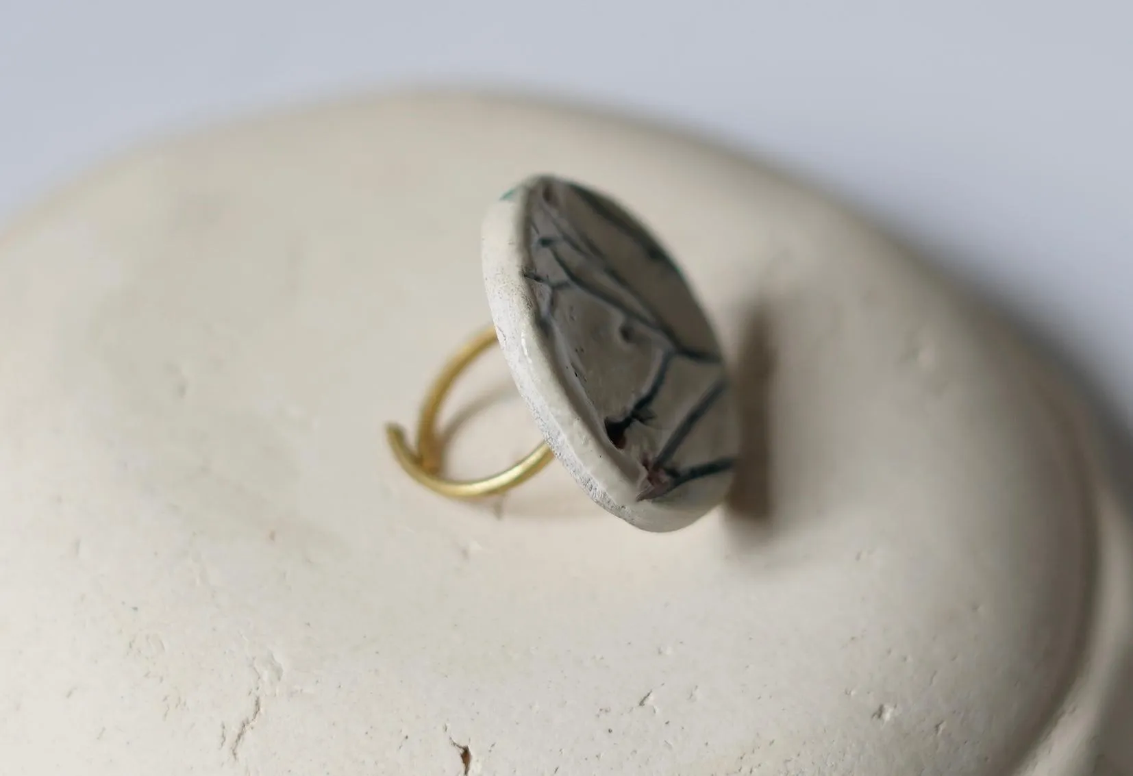 Ceramic Botanical Statement Ring