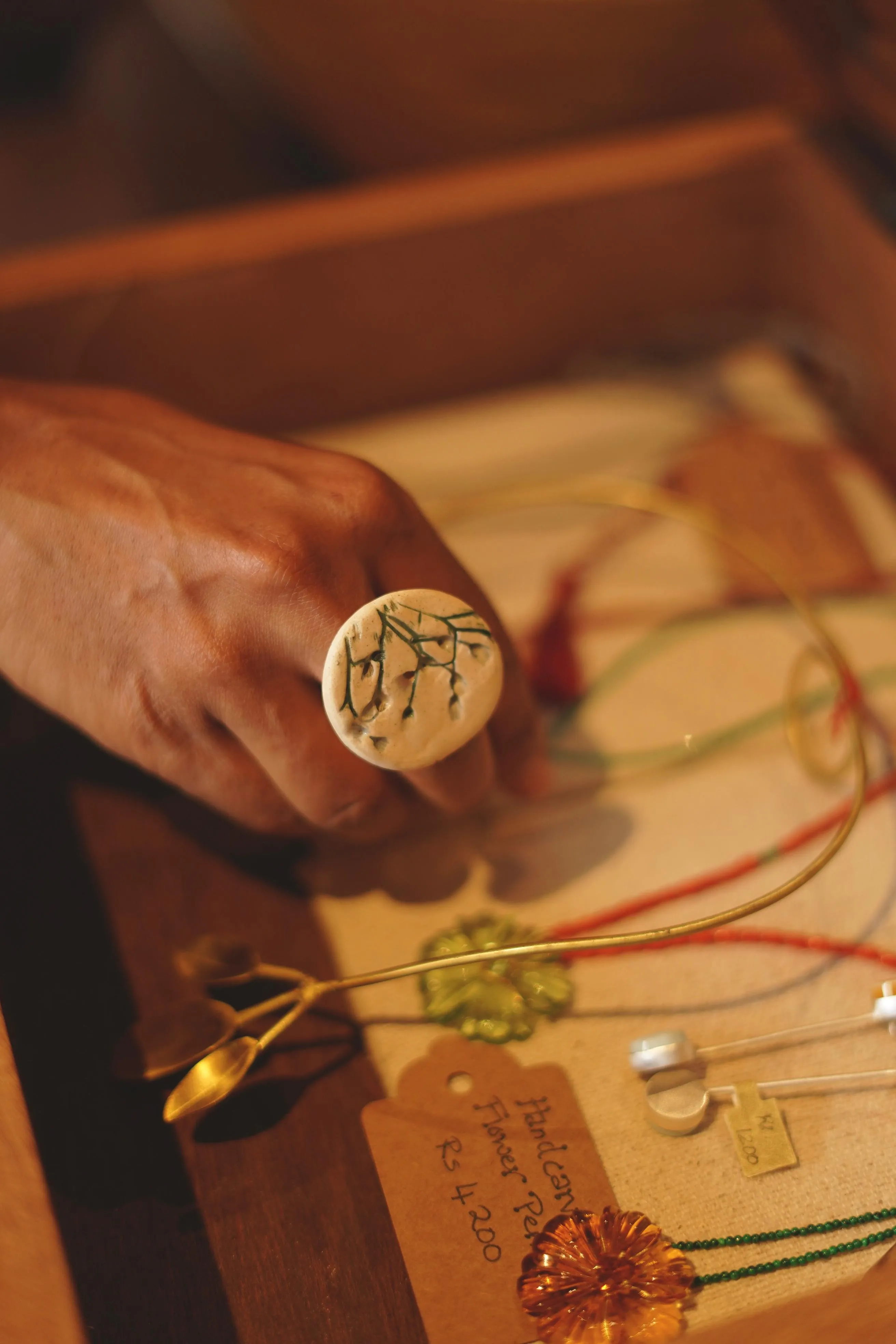 Ceramic Botanical Statement Ring