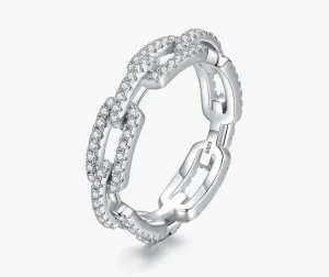 Chain Link Diamond 925 Sterling Silver Ring