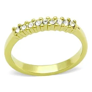 CJG1446 Wholesale Channeled Crystal Gold Plated Stainless Steel Ring