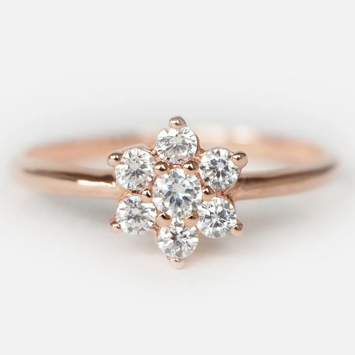 Cubic Zirconia Cluster Rings - 14k Rose Gold Vermeil Ring