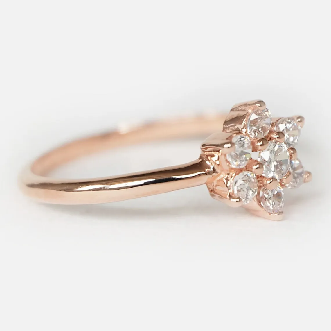 Cubic Zirconia Cluster Rings - 14k Rose Gold Vermeil Ring