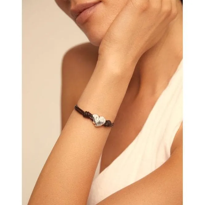 Cupid Silver Leather Bracelet