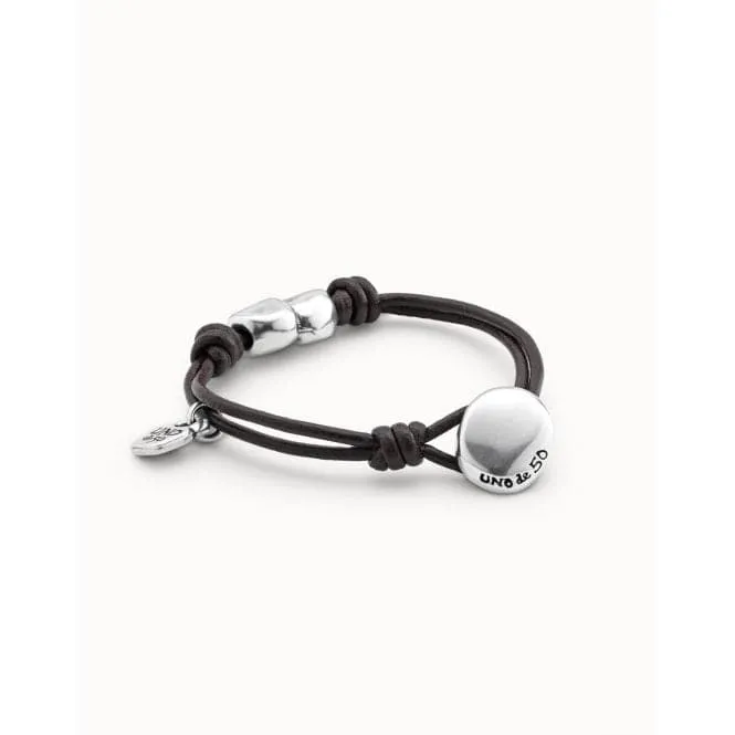 Cupid Silver Leather Bracelet