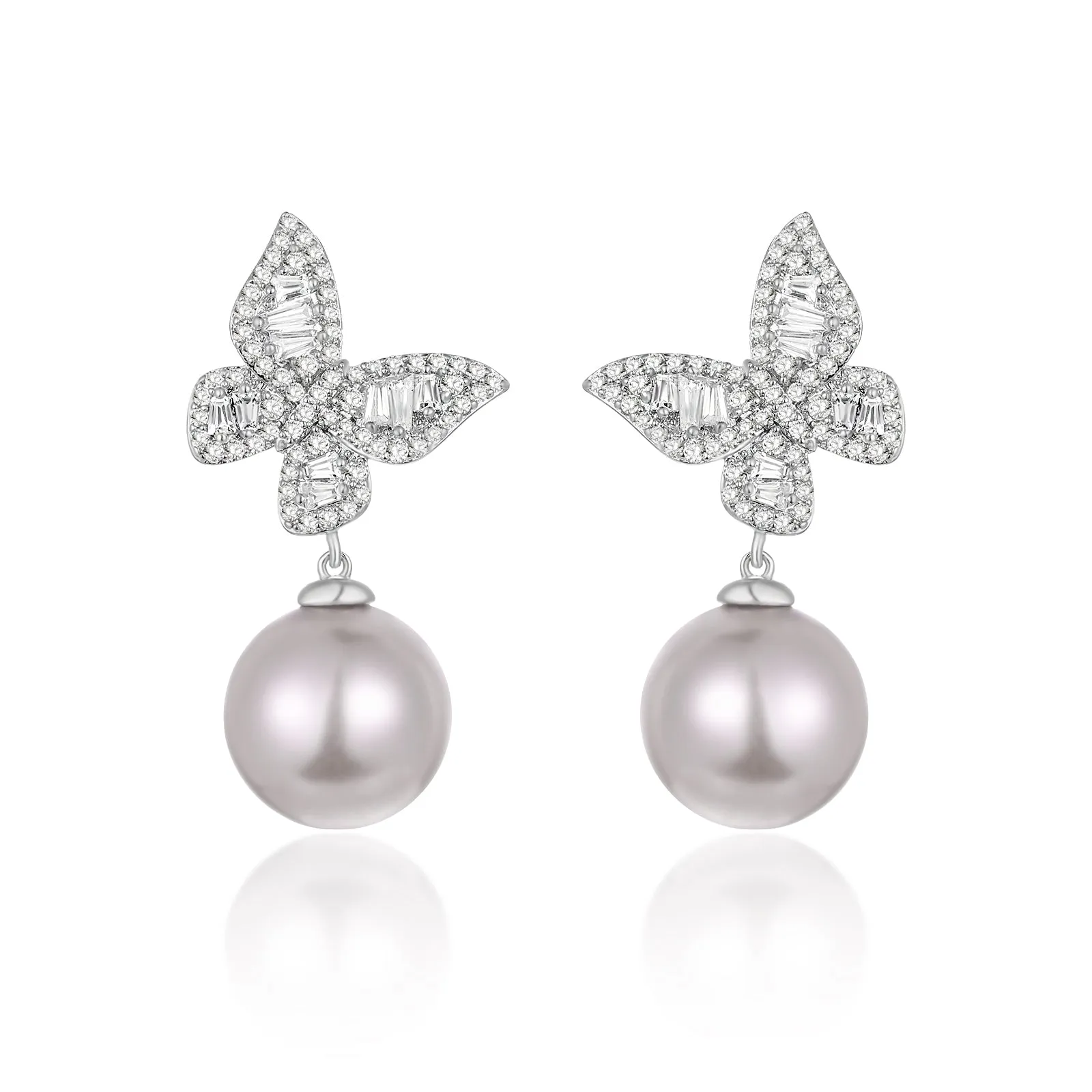 Delicate Butterfly and Pearl Earrings