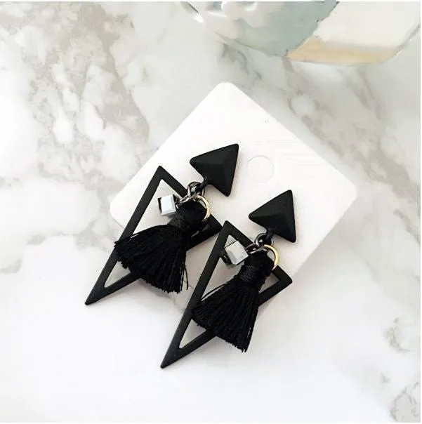 Delicate geometric triangle tassel earrings for women bijoux Pendientes Fashion Jewelry