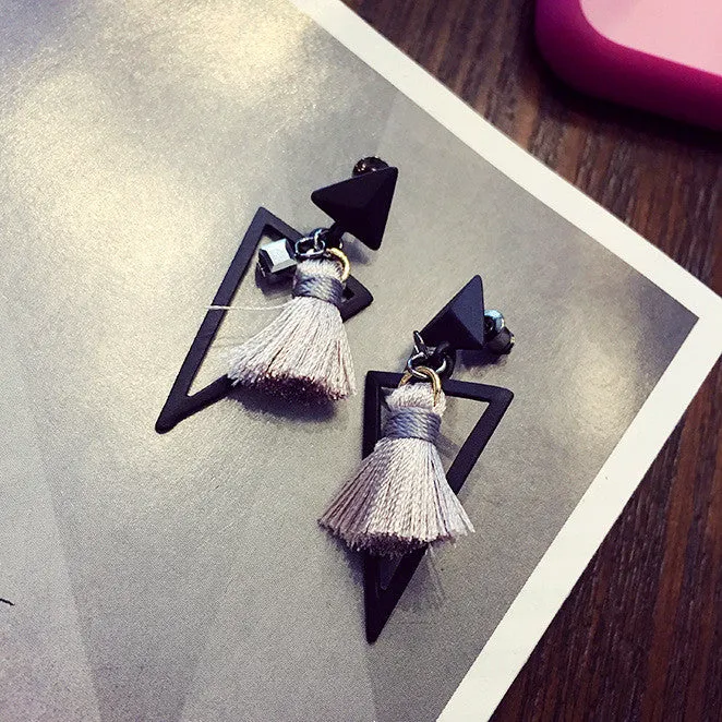 Delicate geometric triangle tassel earrings for women bijoux Pendientes Fashion Jewelry