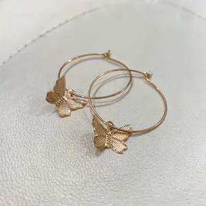 Delicate Gold Butterfly Hoop