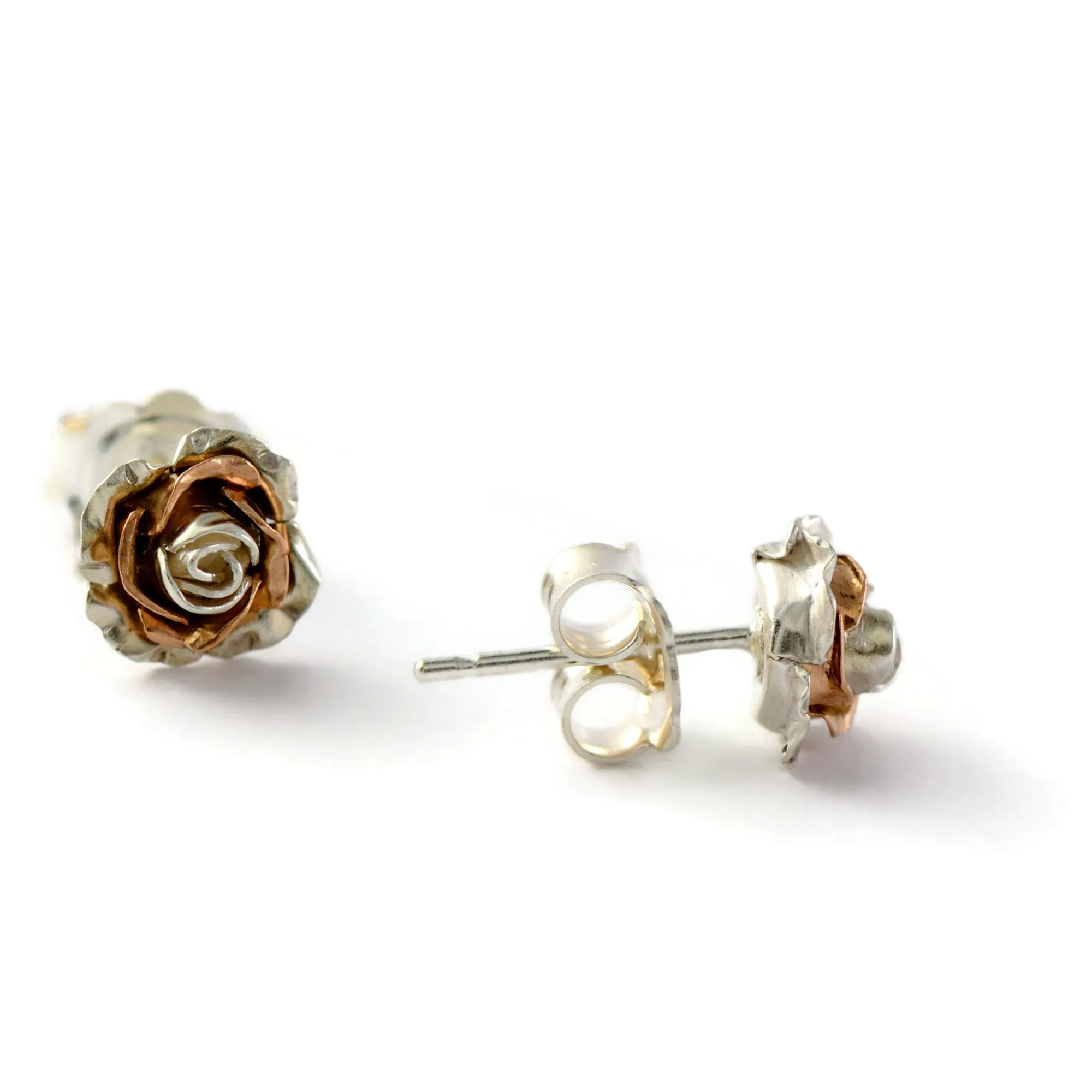 Delicate rose stud earrings - Tiny rose gold stud