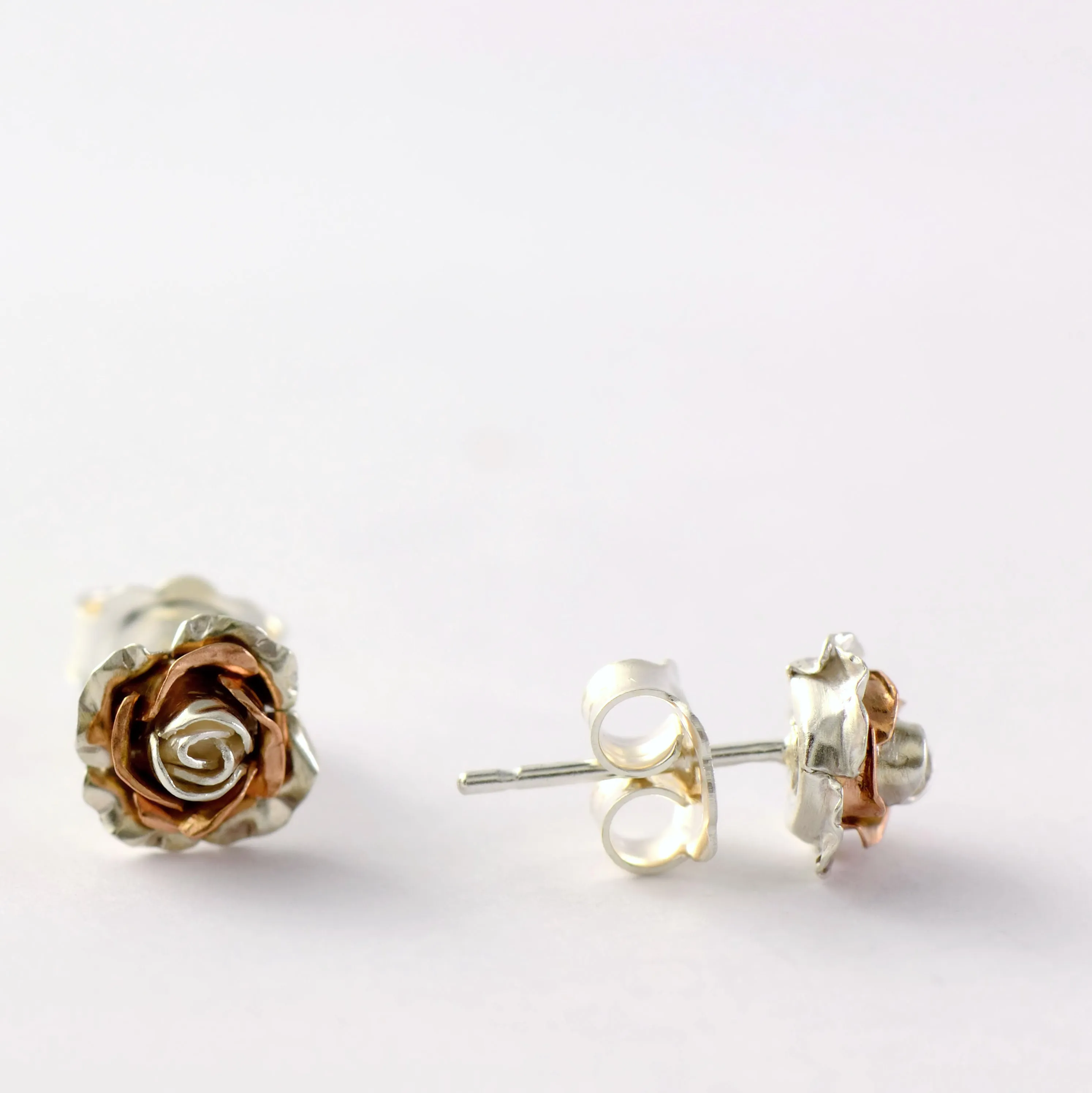 Delicate rose stud earrings - Tiny rose gold stud