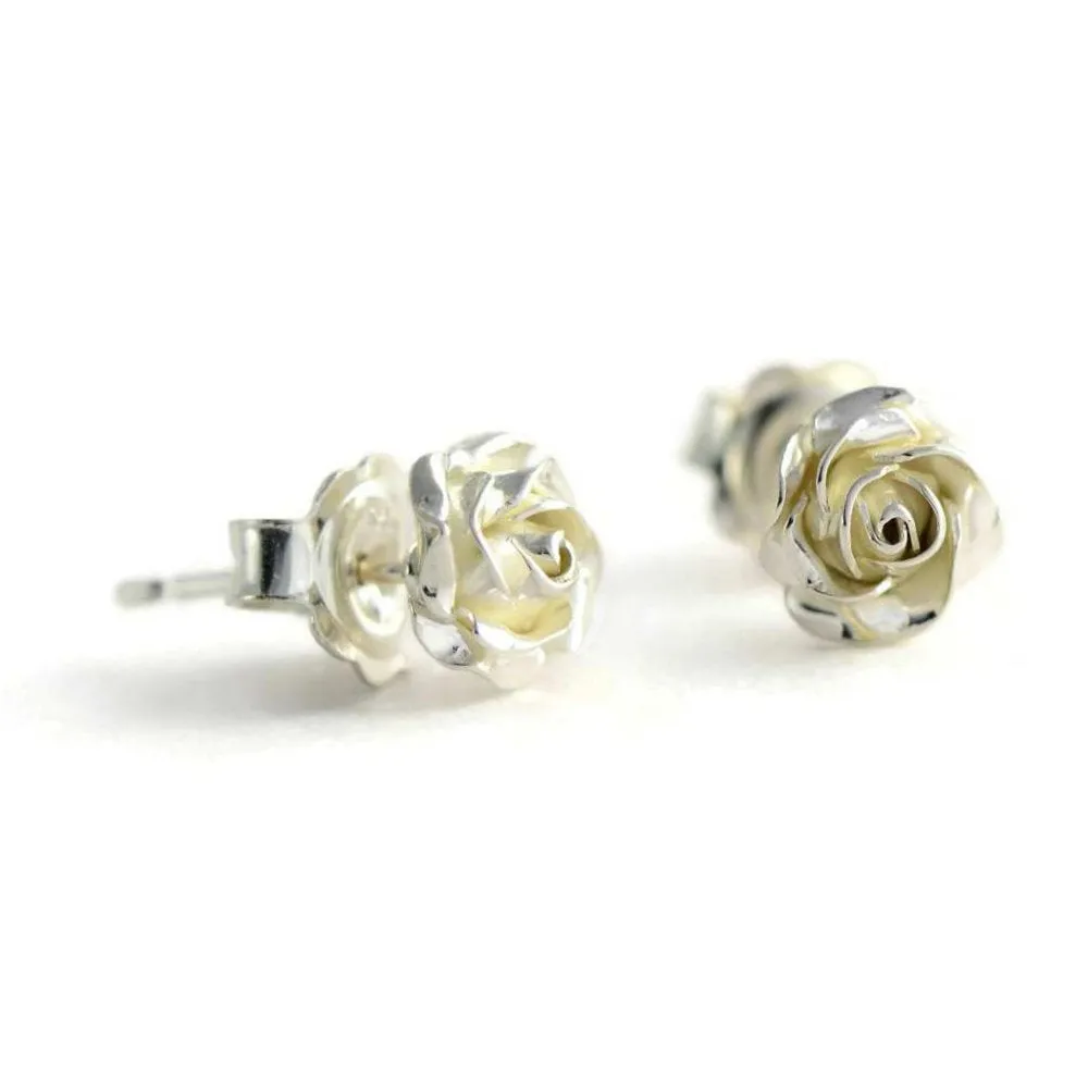 Delicate rose stud earrings - Tiny rose gold stud