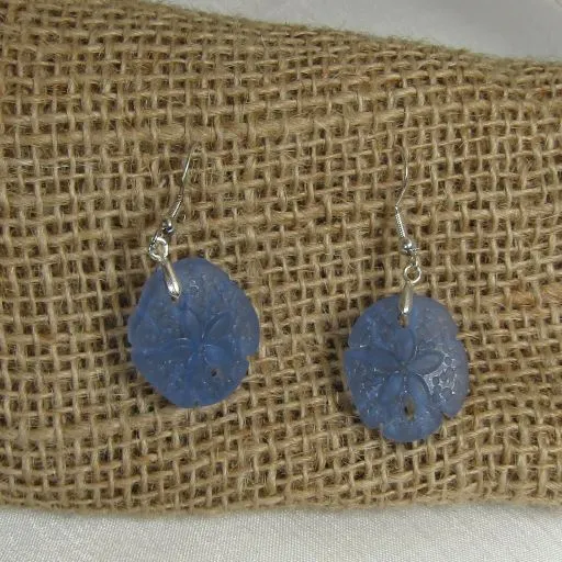 Delicate Sand Dollar Sea Glass Drop Earrings