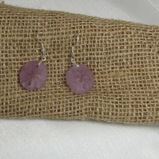 Delicate Sand Dollar Sea Glass Drop Earrings