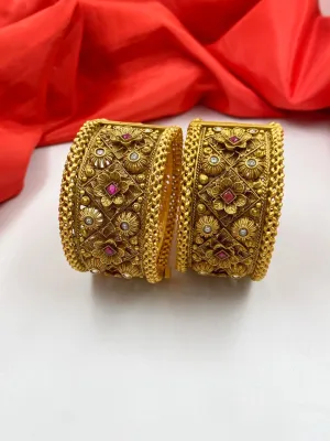 Designer Antique Golden Look Paatla Bangles For Ladies By Gehna Shop