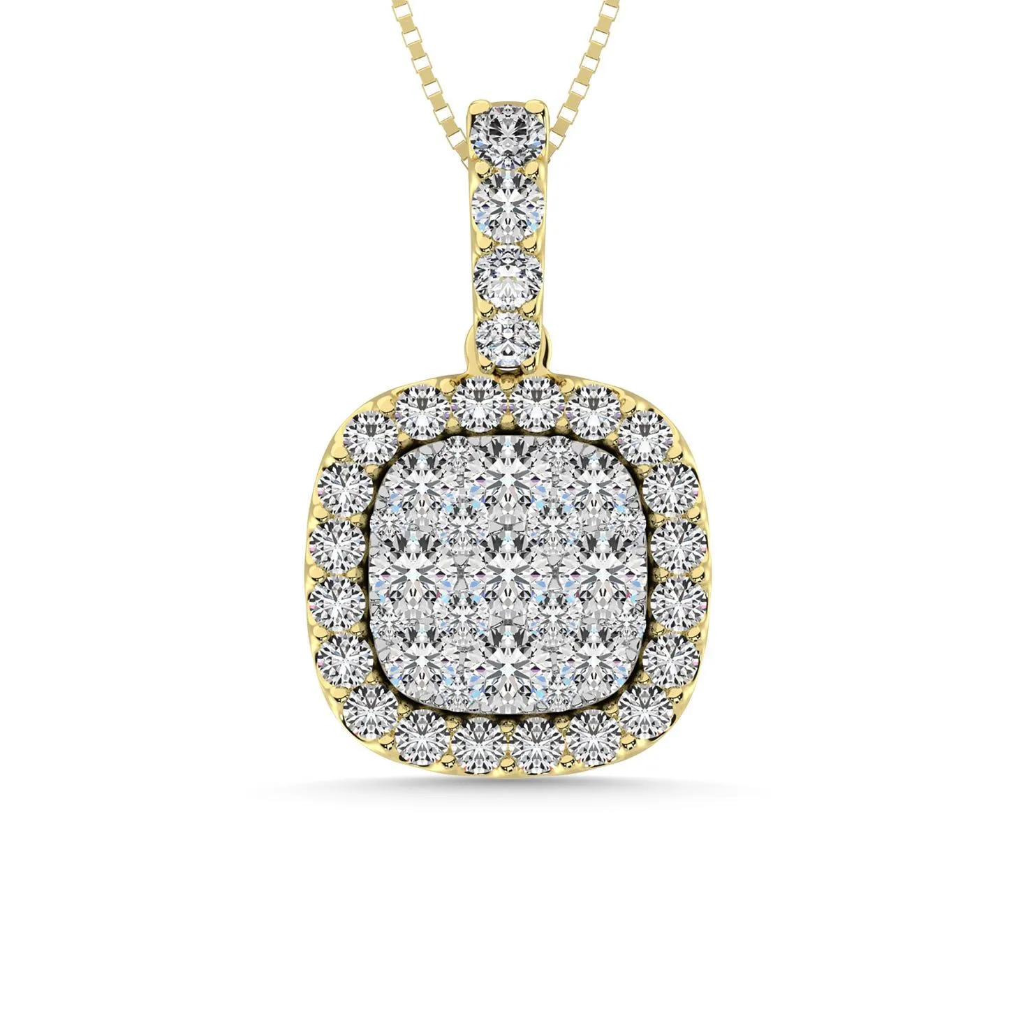 Diamond 1 Ct.Tw. Fashion Pendant With Center Flower White Gold touch in 10K Yellow Gold