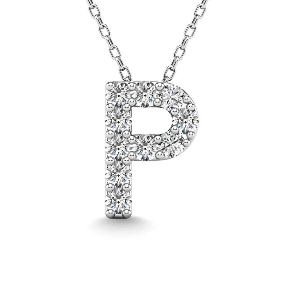 Diamond 1/10 Ct.Tw. Letter P Pendant in 14K White Gold"