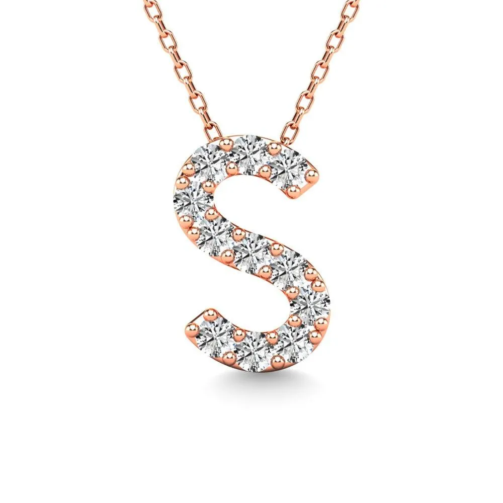 Diamond 1/10 Ct.Tw. Letter S Pendant in 14K Rose Gold"