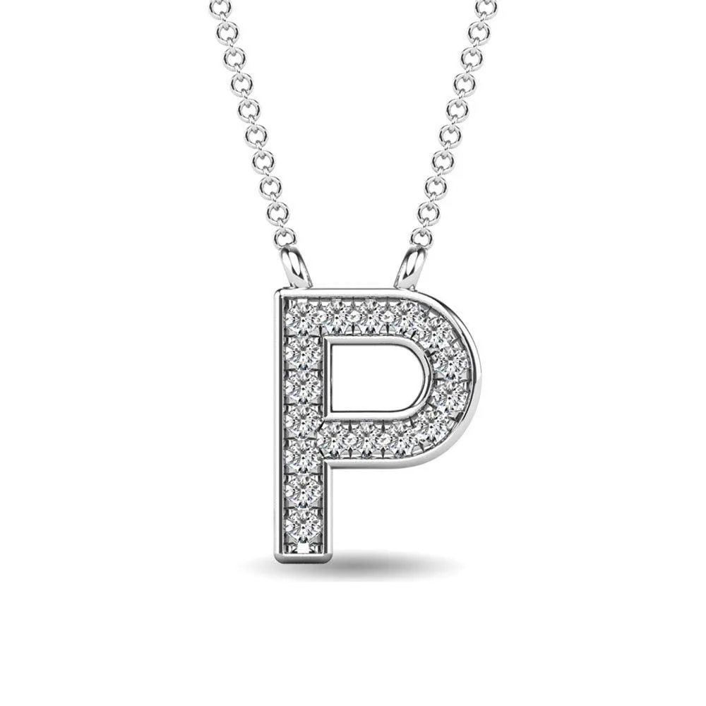 Diamond 1/20 Ct.Tw. Letter P Pendant in 10K White Gold