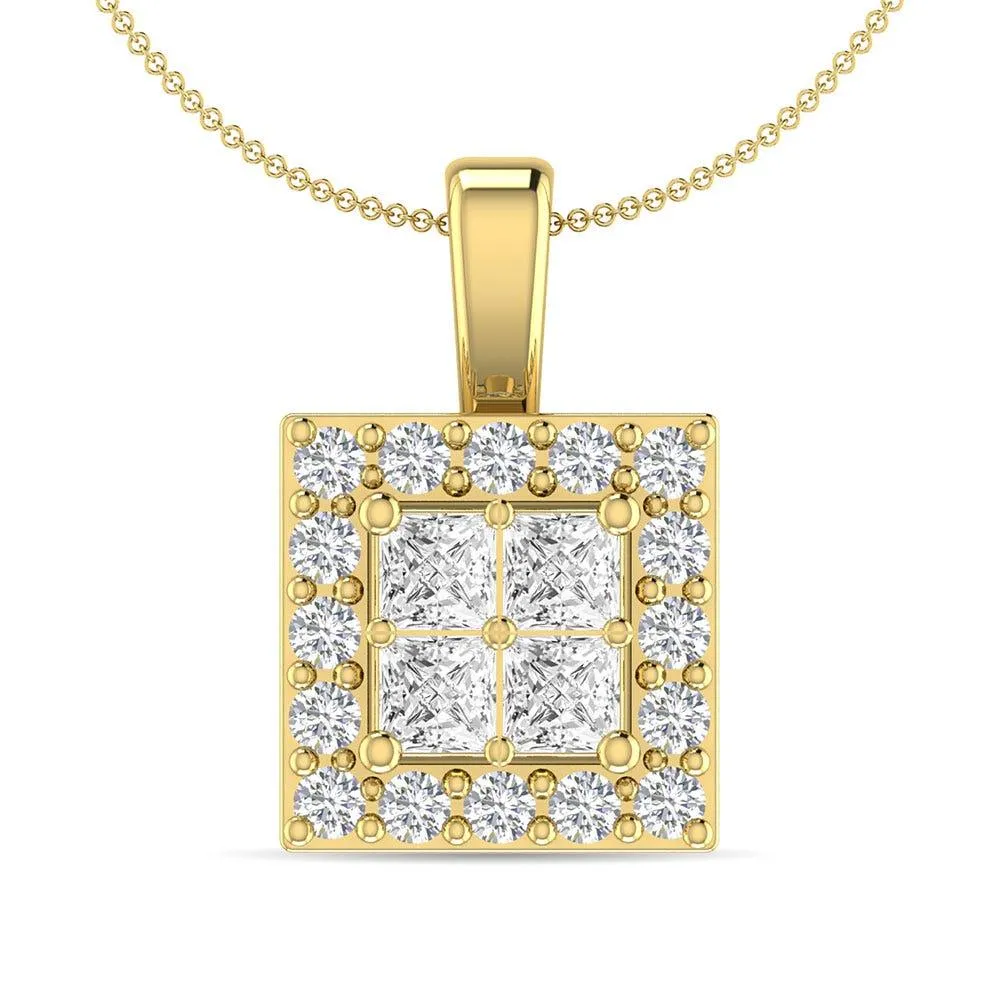 Diamond 1/3 Ct.Tw. Round and Princess Fashion Pendant in 14K Yellow Gold