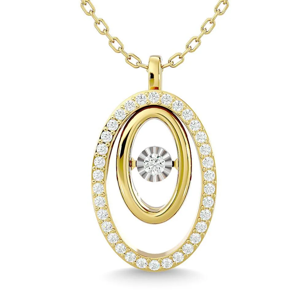 Diamond 1/4 Ct.Tw. Oval Shape Pendant in 14K Yellow Gold