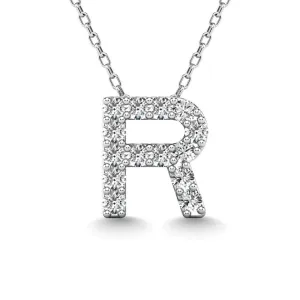 Diamond 1/8 Ct.Tw. Letter R Pendant in 14K White Gold"