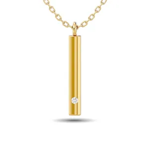 Diamond Bar Pendant 1/50 ct tw in 10K Yellow Gold