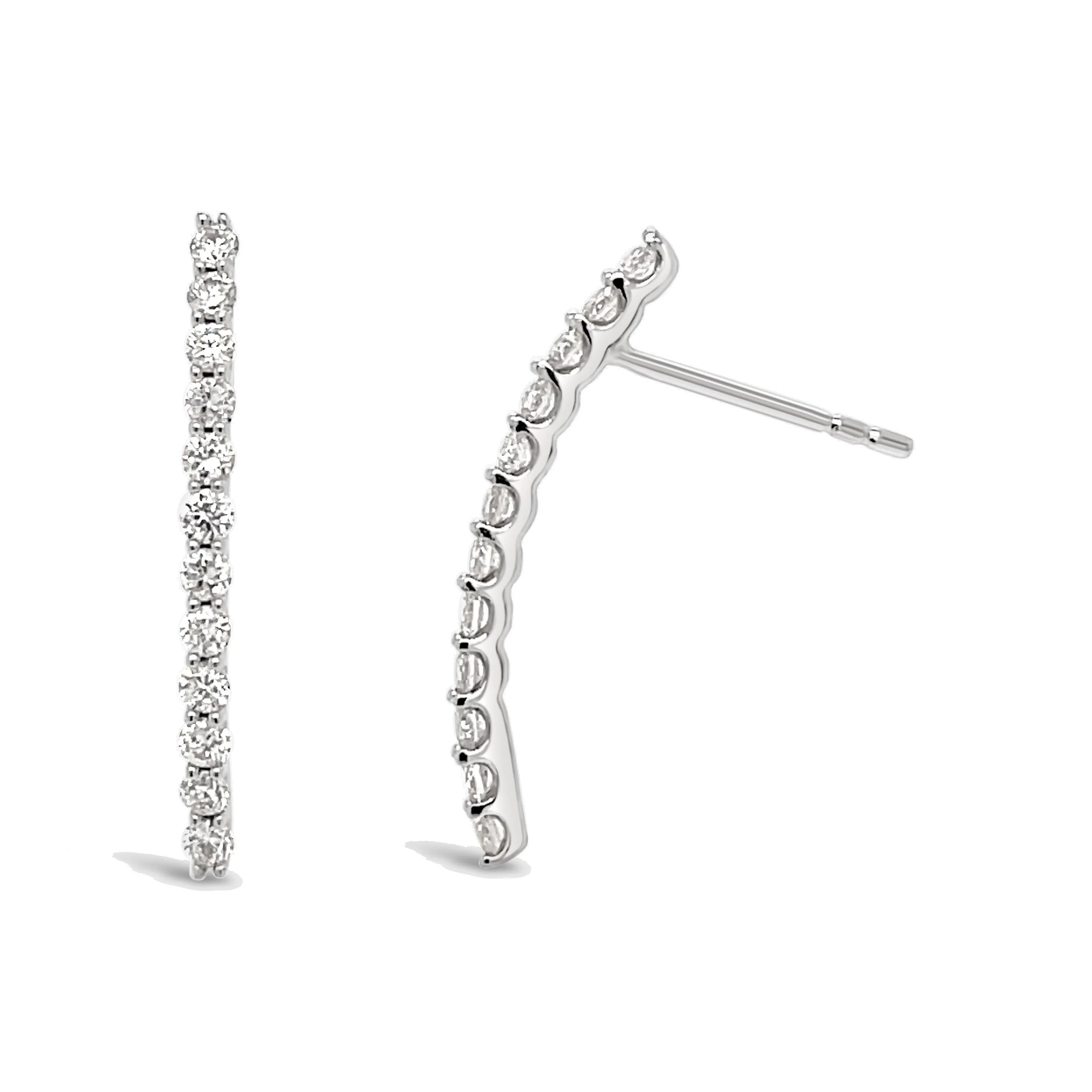 Diamond Bar Stud Earrings