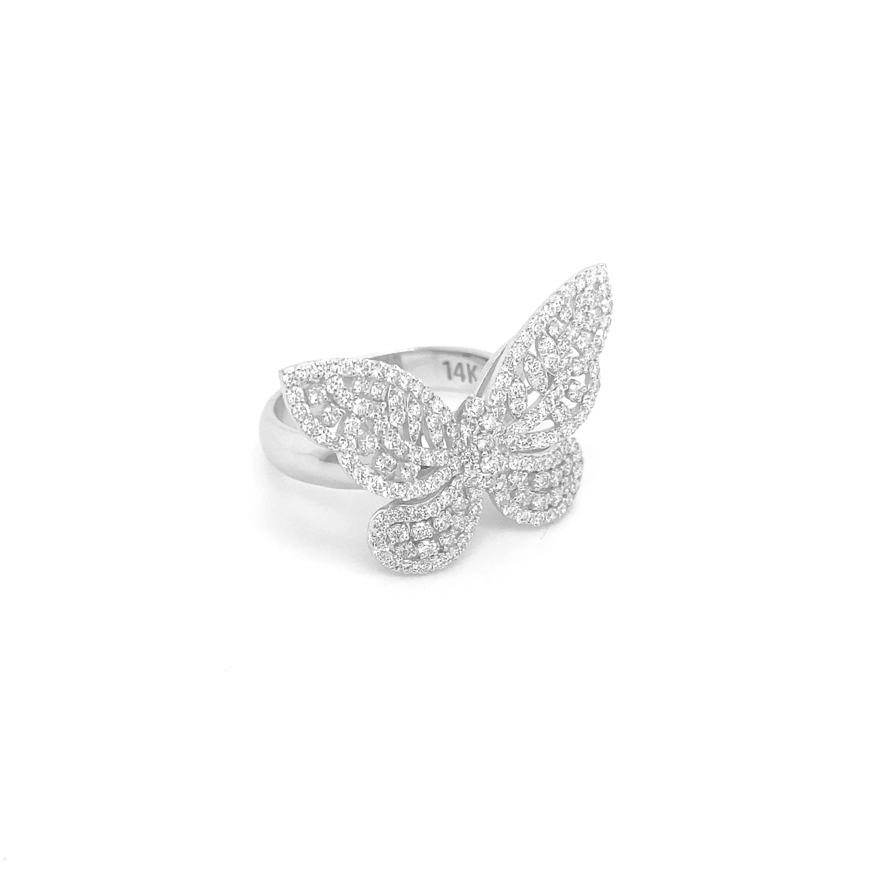 Diamond Butterfly White Gold Ring R014