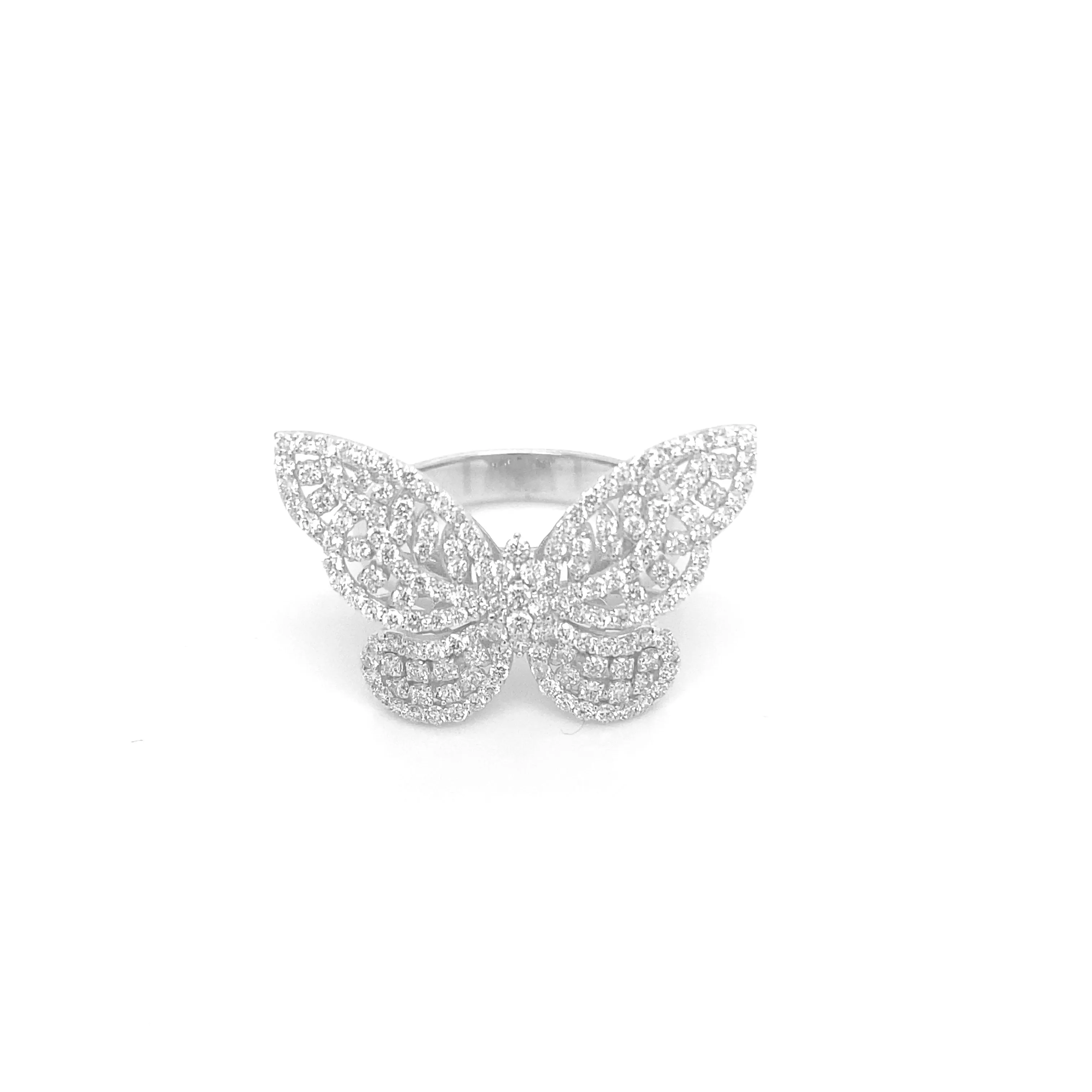 Diamond Butterfly White Gold Ring R014