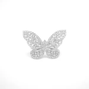 Diamond Butterfly White Gold Ring R014