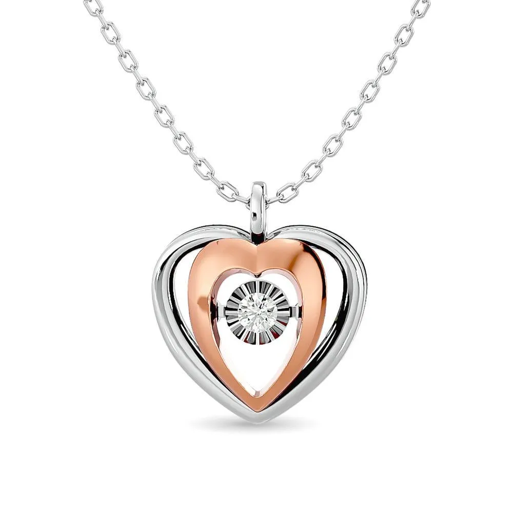 Diamond Shimmering Heart Pendant 1/20 ct tw in 10K Two Tone Gold