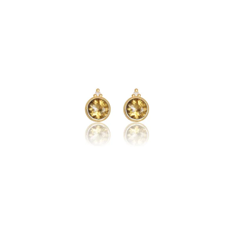 Diamonds By Georgini - Natural Citrine And Two Natural Diamond November Earrings