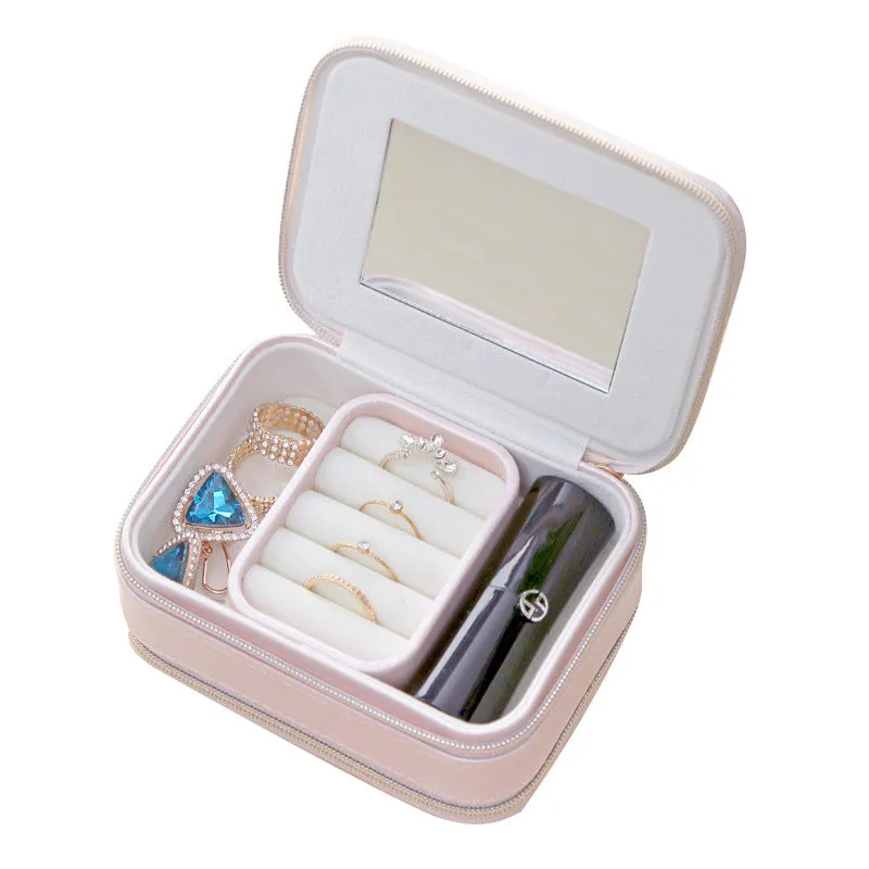 Double Zipper Jewelry Portable Storage Box