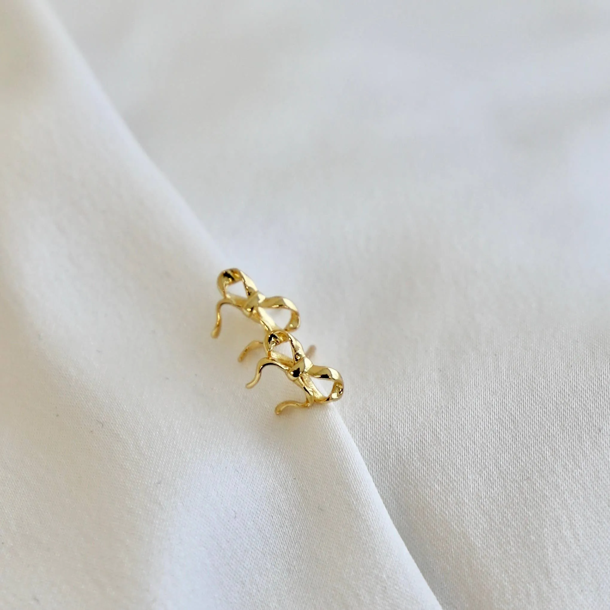 E1659G Gold Earrings-Golden Bow Studs