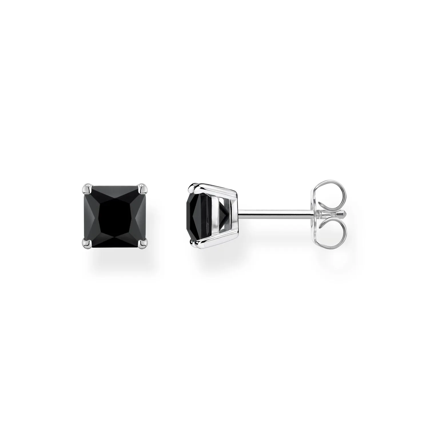 Ear Studs Black Stone Silver