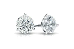 Earrings 1.00 cts Natural Round Diamonds F-SI1 Platinum Studs