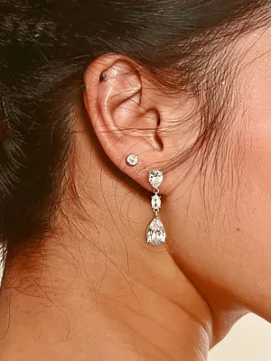 Earrings for Quince, Delicate Drop Swarovski and Zirconia Bridal Earring