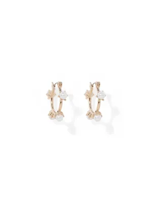 Elena Delicate Pearl Hoop Earrings