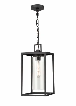 Ellway Outdoor Hanging Lantern - Textured Black - Clear Glass - 9in. Diameter - E26 Medium Base