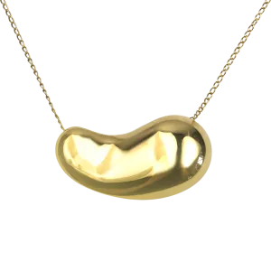 Estate 14K Yellow Gold Bean Slide Pendant and Chain