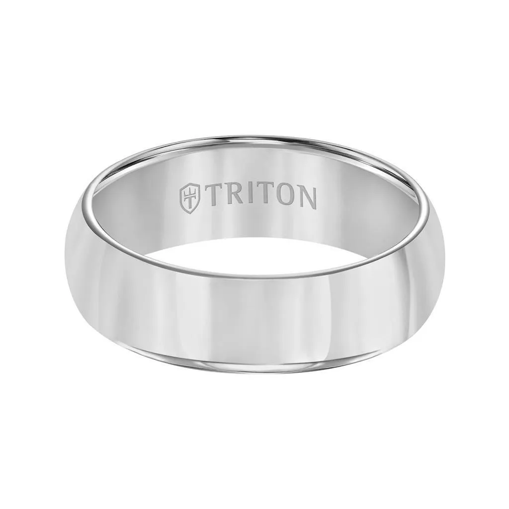 FARRELL Domed Comfort Fit Tungsten Carbide Wedding Band with Polished Finish by Triton Rings - 7 mm