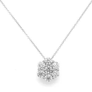 Flower Cluster Diamond Pendant (0.60 ct Diamonds) in White Gold